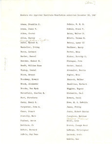 Members who approved Institute Resolution submitted December 30, 1947