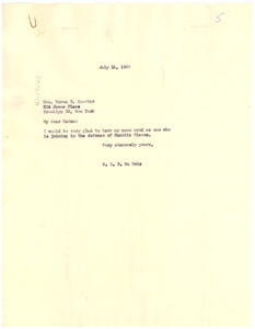 Letter from W. E. B. Du Bois to Norma H. Spector