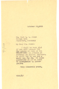 Letter from W. E. B. Du Bois to P. W. L. Jones