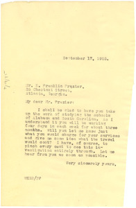 Letter from W. E. B. Du Bois to E. Franklin Frasier