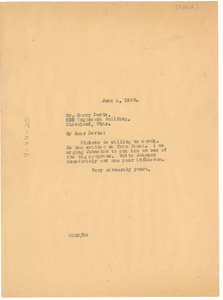 Letter from W. E. B. Du Bois to Harry Davis