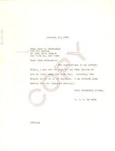 Letter from W. E. B. Du Bois to Jane F. McMenamin