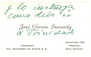 José Garcia Inerarity business card
