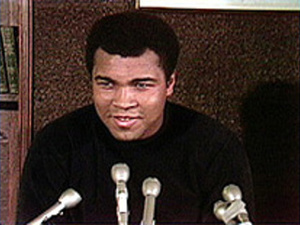 Muhammad Ali press conference at the Elma Lewis School of Fine Arts