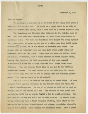 Transcription of a letter from Herbert C. Patterson to Laurence L. Doggett (November 8, 1917)