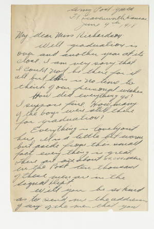 Letter from Lewis J. Stewart to Isabel A. Richardson (June 9, 1918)