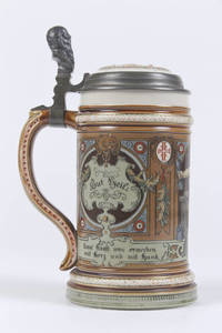 Mettlach stein with 4F shield and Turner holding a flag
