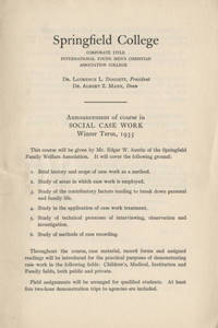 Social Work Course Announcement (Winter 1935)