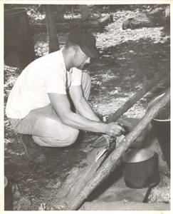 Gerry Christoff Cooking at Freshman Camp (1953)