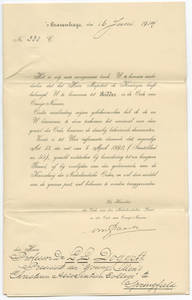 Laurence Doggett's Order of Orange-Nassau Certificate