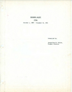 Final Progress Report of Indochinese Refugees Foundation, Inc. to the Office of Refugees Resettlement, 1980-1981