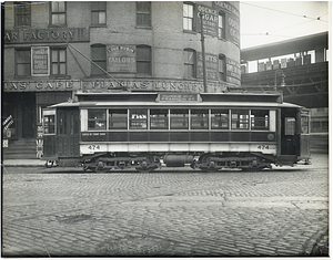 [Showing Rowes Wharf - Franklin Street trolley car]