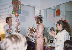 Photographs of Marsha P. Johnson Eating Cake at Her Birthday Party with Friends