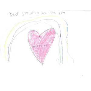 Heart and rainbow card from a student at Parsons Hills Elementary School (Springdale, Arkansas)