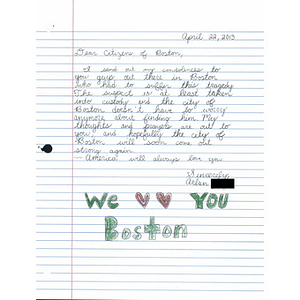 Letter from St. Lucy's School in Long Beach, California