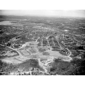 School building complex, including track and football field and residential area, Gerald F. Burke Advertising (client), Reading, MA