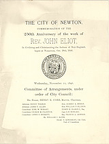 Program, Commemoration of John Eliot's Work
