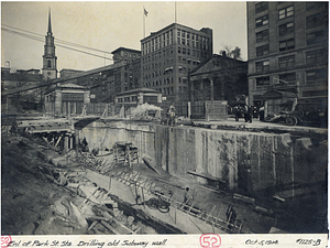 Park Street Station, drilling old subway wall