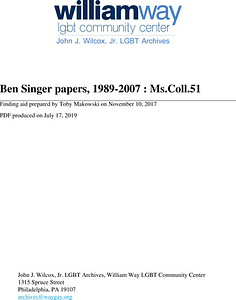 Ben Singer papers, 1989-2007 : Ms.Coll.51