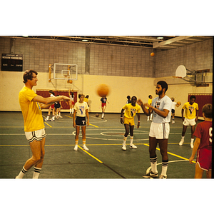 Basketball practice of Young Men's Christian Association team