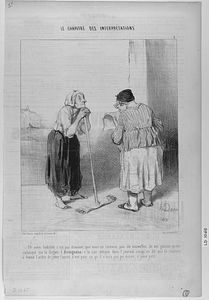 -Eh! mère Godichet c'est pas étonnant que vous ne receviez pas de nouvelles de vot' garçon qu'est embarqué sur la frégate l'Airmignone; v'là sun artique dans l'journal ousqu'on dit que le capitaine a donné l'ordre de jetter l'ancre, c'est pour ça qu'il n'aura pas pu écrire, c' pauv' petit.