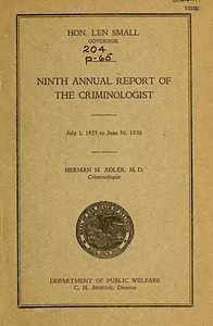 Annual report of the criminologist