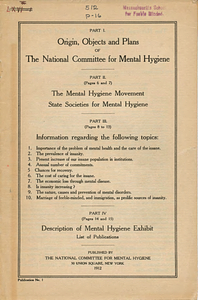 Origin, objects, and plans of the National Committee for Mental Hygiene