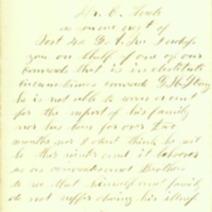 Letter to E. Wade: Aid for George H. Strong