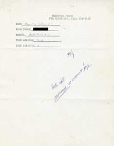 Citywide Coordinating Council daily monitoring report for Hyde Park High School by Marilee Wheeler, 1975 September 9