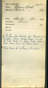 Tewksbury Almshouse Intake Record: Reed, Robert
