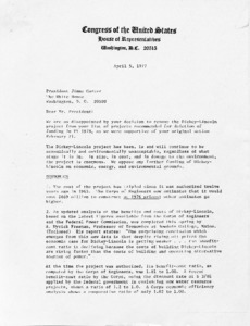 Letter to Jimmy Carter from Paul Tsongas and 11 others regarding the Dickey-Lincoln Project