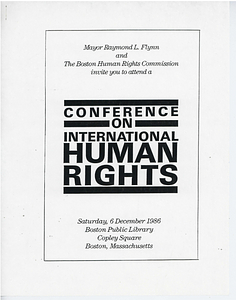 Invitation from Mayor Raymond L. Flynn to the Conference on International Human Rights