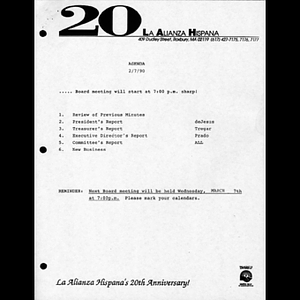 Meeting materials for February 1990
