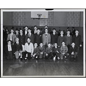 Group portrait of twenty-two Boys' Club members at the Annual Awards Night