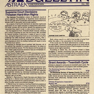 Fall 1989 issue of the Astraea Foundation Bulletin: A Fund for Women