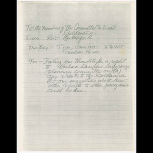 Draft of letter to the members of the Committee to Visit Goldenaires and notes about Goldenaires
