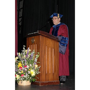 Dean of Bouvé College of Health Sciences, Stephen Zoloth, speaks at School of Nursing convocation