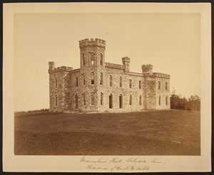 Exterior view of Winnekenni Hall at Lakeside Farm, ca. 1880