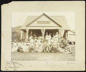 Fete rustique group photograph, Profile Golf Club, location unknown, 1901