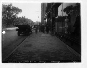 Sidewalk in front of 260 Boylston Street, looking east, Boston, Mass., September 15, 1913