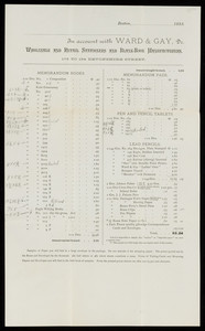 Price list for Ward & Gay, Dr., wholesale and retail stationers and blank-book manufacturers, 178 to 184 Devonshire Street, Boston, Mass., 1883