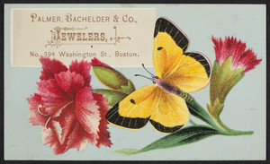 Trade card for Palmer, Bachelder & Co., jewelers, No. 394 Washington Street, Boston, Mass., undated