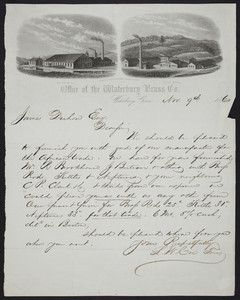 Letterhead for the Waterbury Brass Co., Waterbury, Connecticut, dated November 9, 1860