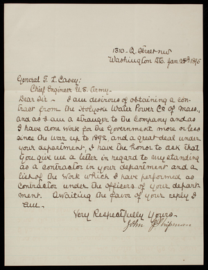 John J. Shipman to Thomas Lincoln Casey, January 25, 1895