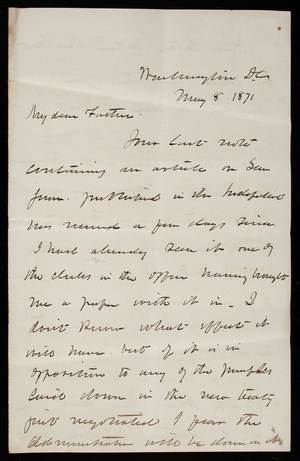 Thomas Lincoln Casey to General Silas Casey, May 8, 1871