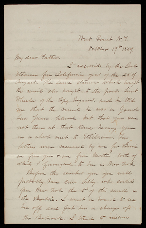 Thomas Lincoln Casey to General Silas Casey, October 19, 1859