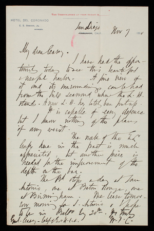 [William P. Craighill] to Thomas Lincoln Casey, November 7, 1890