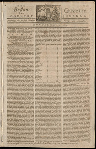 The Boston-Gazette, and Country Journal, 9 January 1775