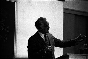 Portrait of Edwin D. Driver, lecturing