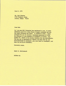 Letter from Mark H. McCormack to Bob Charles